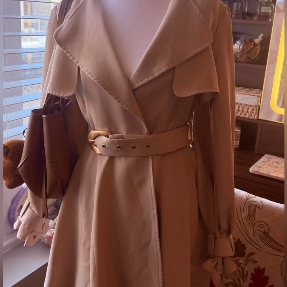 Tan Trench Coat with Belt